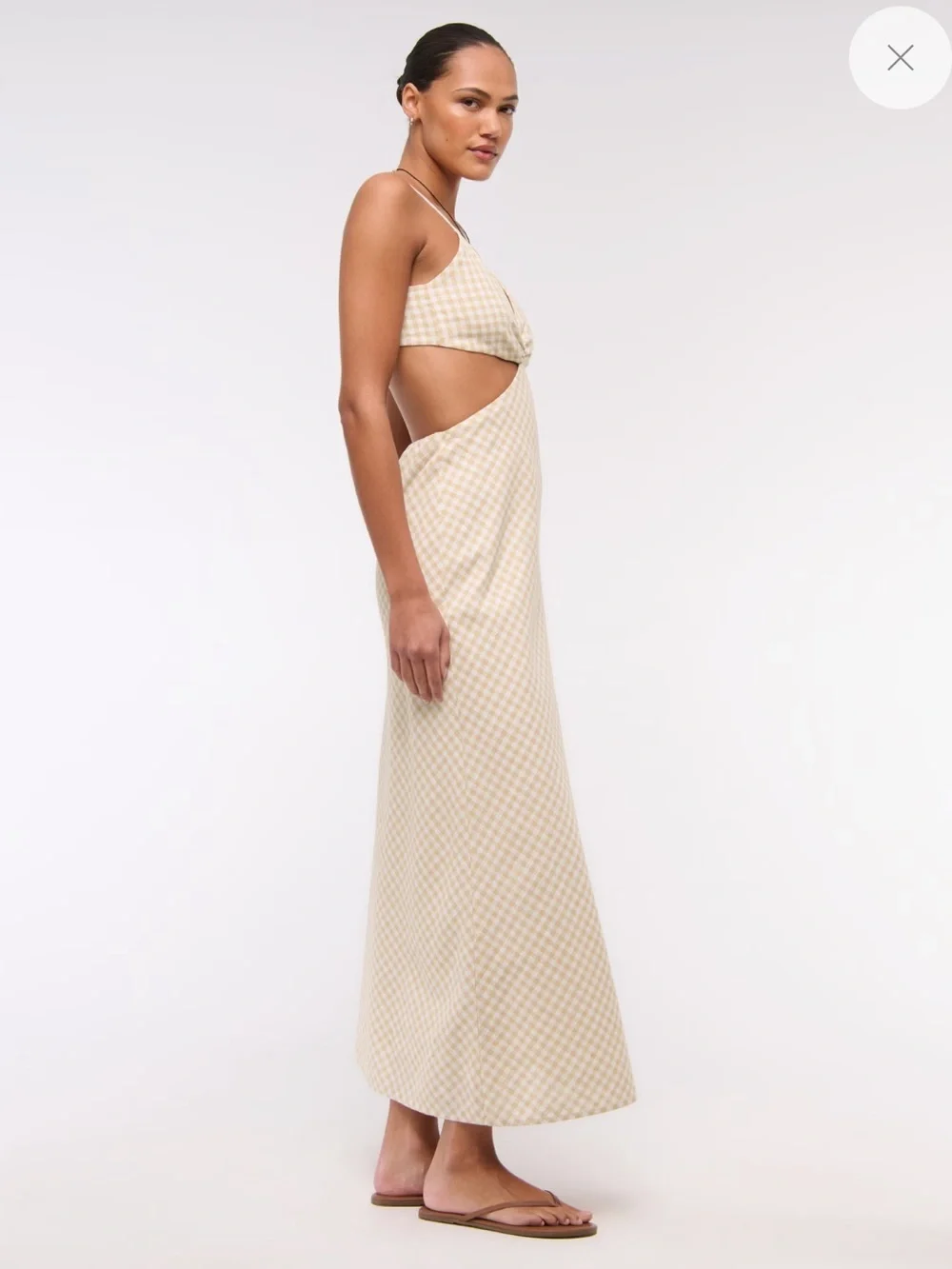 Abercrombie & Fitch The Julia Slip Cut Out Maxi Dress M Linen Summer Coastal NWT